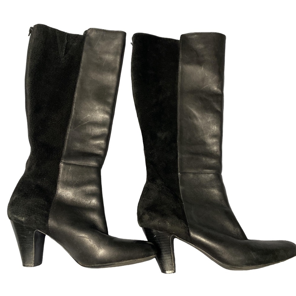 Women's BCBGMAXAZRIA Black Boots Leather Suede Size 9.5B